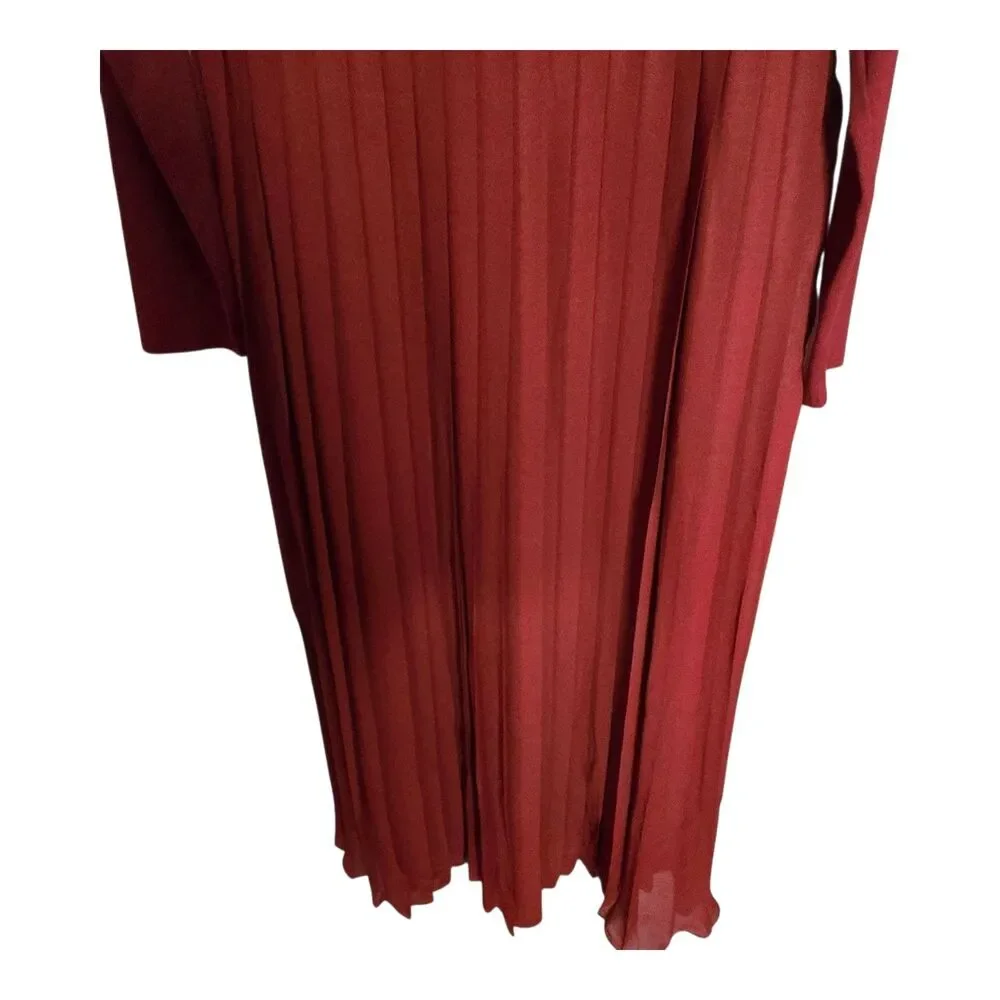 J Crew Ballet Dress Pleated Maxi Long Sleeves Burgundy Size Large Elegant Luxury